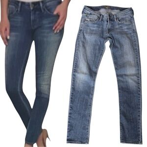 Agolde Chloe low Rise Slim Distress Blue Jeans Size 28